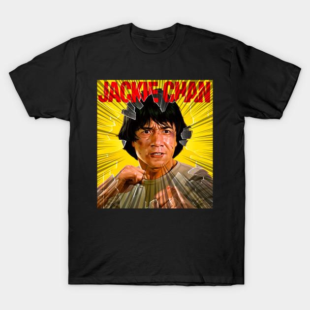 

Men Black Print T-shirt Jackie Chan Art Versi Comic No-Cut Transfer Paper Print Cotton Tshirt 4XL чорний