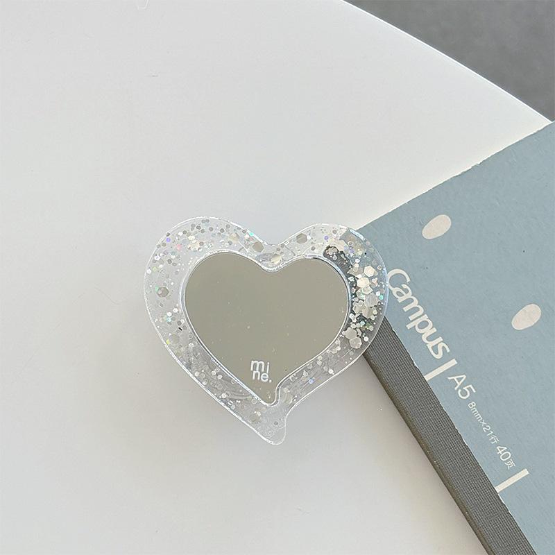Korean Glitter Heart Mirror with Magnetic Magsafe Phone Holder and Airbag Design