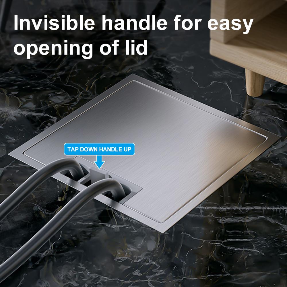 Rust-proof Flip Floor Socket Single Row 3-Pin & 2-Pin Socket Ultra Thin Hidden Style Replaceable Module Power Socket