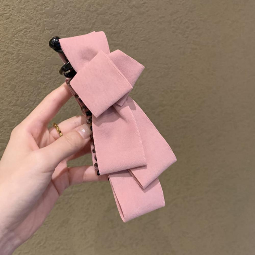 

Fashion Autumn Winter Bow Banana Clip Suede Multi Layer Bowknot Hair Clip Korean Girls Hairpin Ponytail Barrettes Headwear рожевий