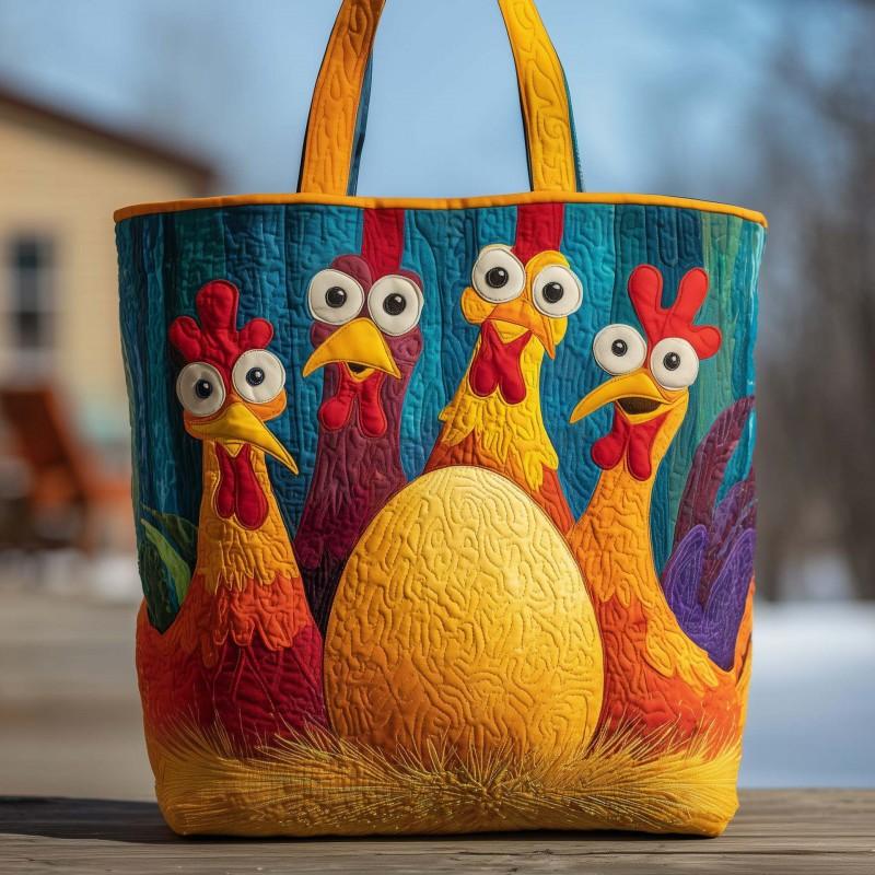Chick Print Tote Bag 600D Oxford Cloth Shoulder Daily Use