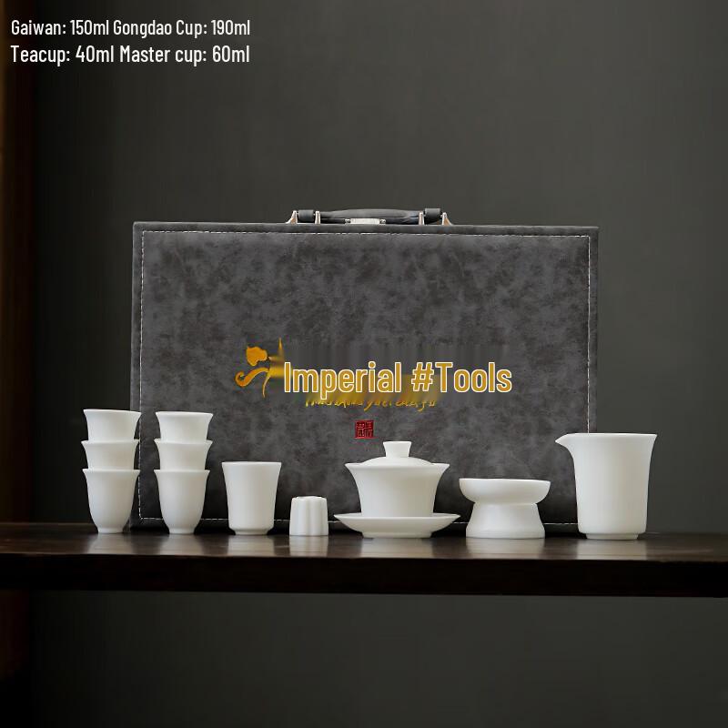 Lainuo Ice Jade Porcelain Tea Set with Gaiwan and 6 Cups