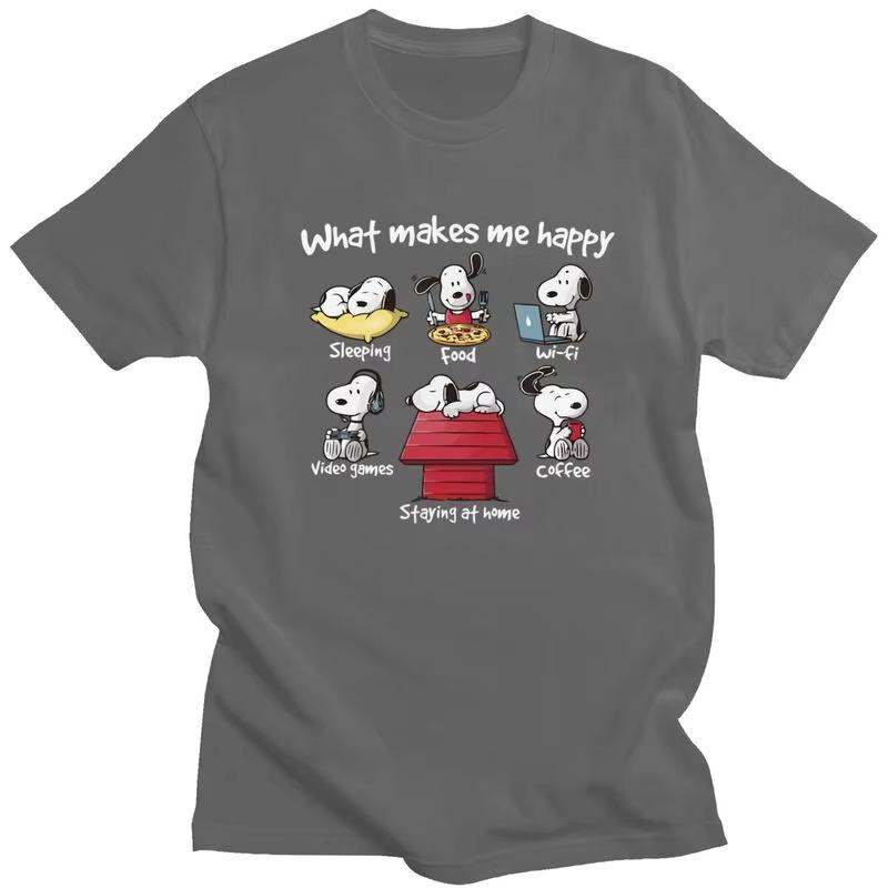 

Літня Кастомна Класична Мила Мультяшна Футболка Snoopy Чоловіча Жіноча З Коротким Рукавом Повсякденна Бавовняна Футболка Slim Fit Мерч 2XL