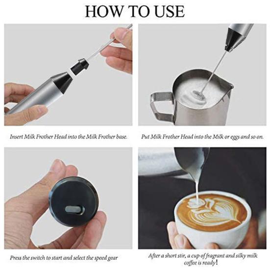 Elektrisk melkeskummer USB-oppladbar håndholdt skummaskin for kaffe latte rustfritt stål eggvisp for malingspulver