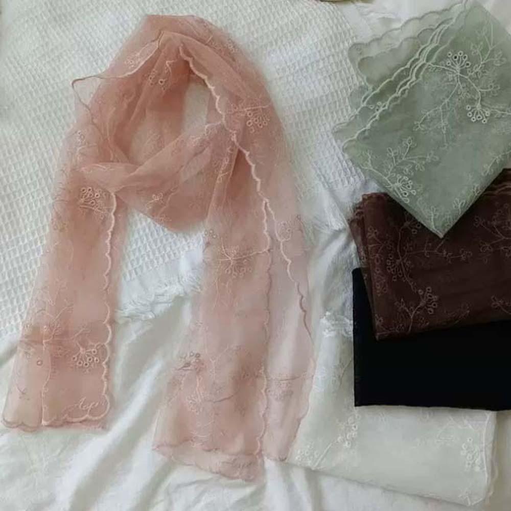 Breathable Embroidered Flower Shawl Polyester Lace Thin Headscarf Long Hijab Scarf Neck Decoration