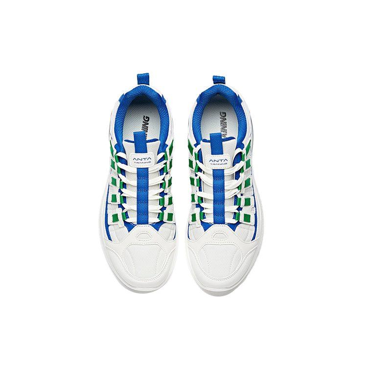 Anta Variety Training Collection Cushioning Slip Resistant Low top Training Shoes White Blue Green 112017777-1