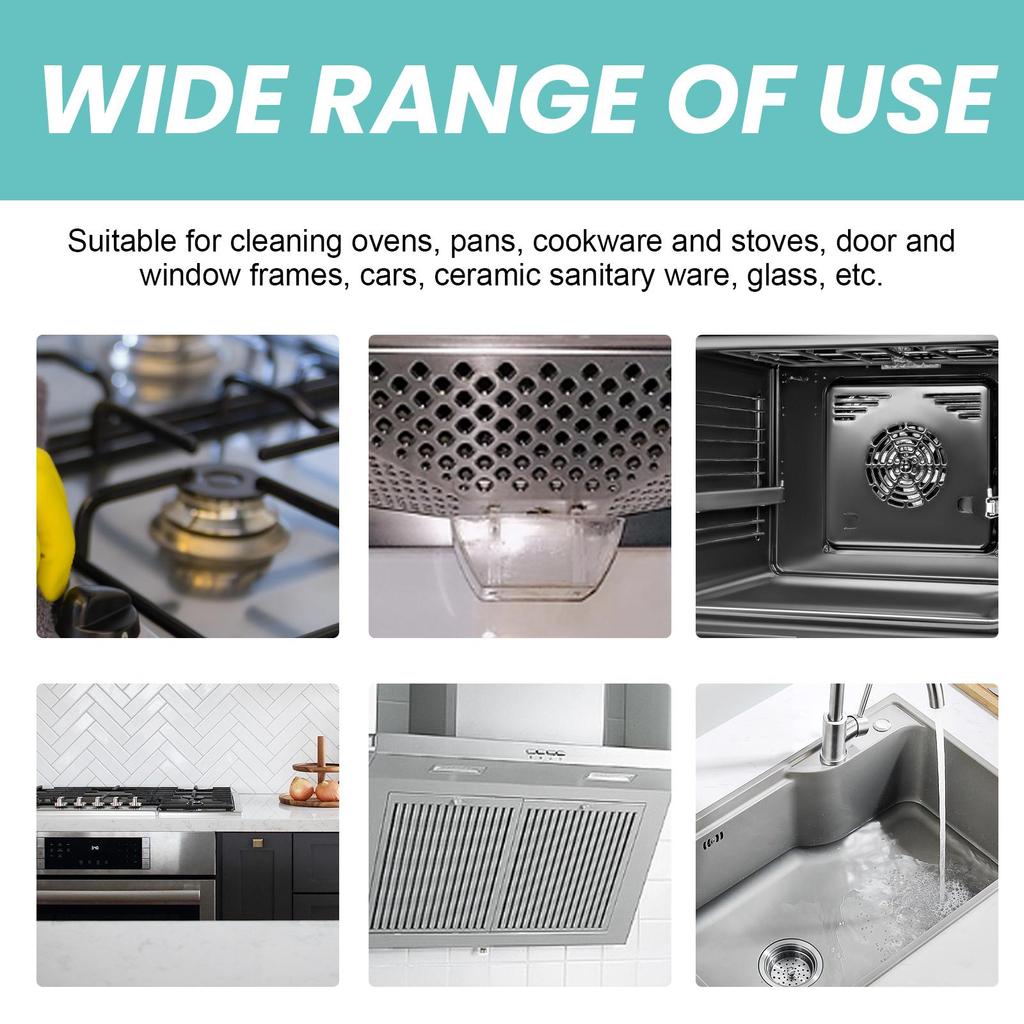 Kitchen Cleaner for Stovetop, Range Hood & Cookware - Heavy Duty Degreaser for Oil Stains & Burnt-on Residue