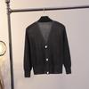 Women's Fashionable V-Neck Silk Knit Jacket - Lightweight, Short, Loose, Versatile, & Bright Sunscreen Shawl.
