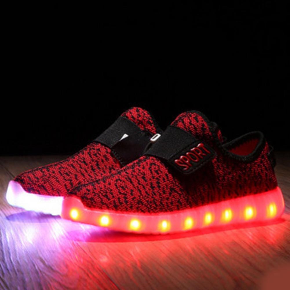 Children Boys Girls Sports LED Light Up Canvas Sneakers Luminous Shoes