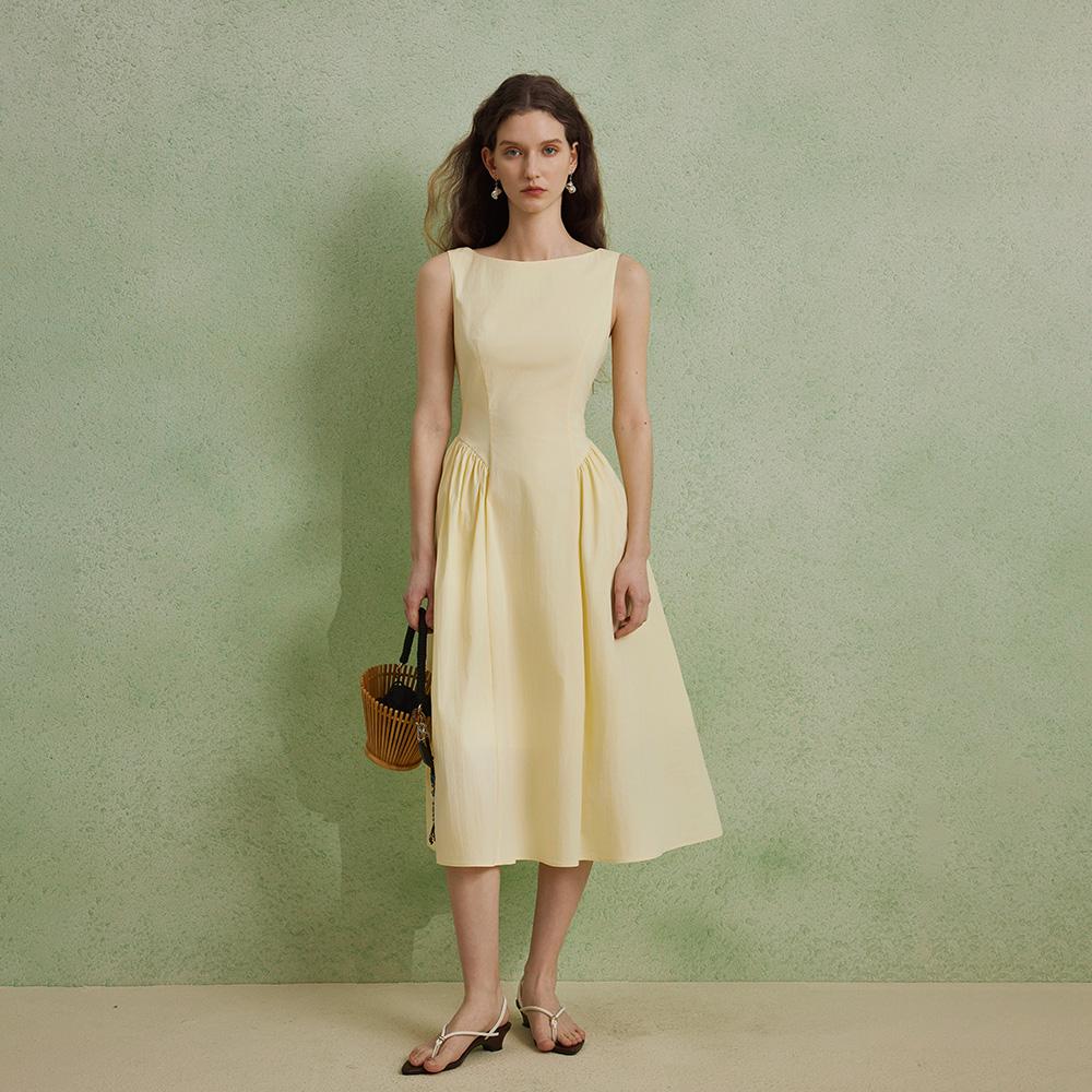 Waiwaiaiem Yy_Waist Sleeveless Dress_3Color