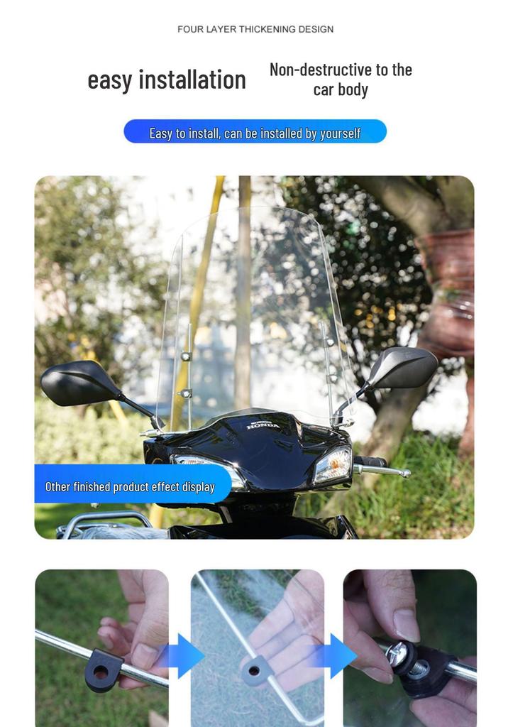 Electric Vehicle & Scooter Universal HD Transparent Windshield