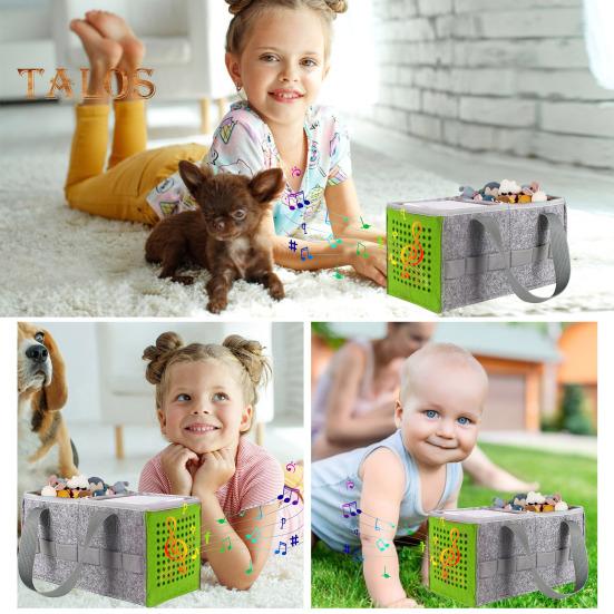 Wireless Speaker Felt Storage Bag Portable Handle 2 Compartments Large Capacity Foldable Audio Player Kids Stuffed Toy Snack Organizer Carrying
