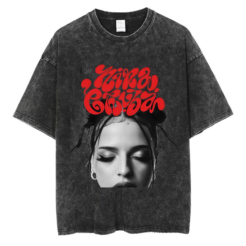 

Singer Nina Chuba Tour Album Graphic T Shirt Men Women Vintage Washed Tshirt YK Pop Music Short Sleeve Tshirt Streetwear S
