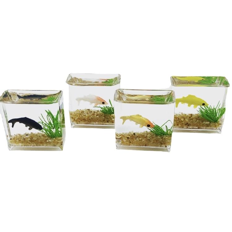 Delicate Glass Fish Aquarium for Dollhouse Decoration Realistic Glass Decor