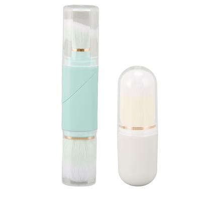 Kapsel Sminkborste Dubbelsidig Teleskopisk Puderborste Resestorlek Infällbar Rougeborste