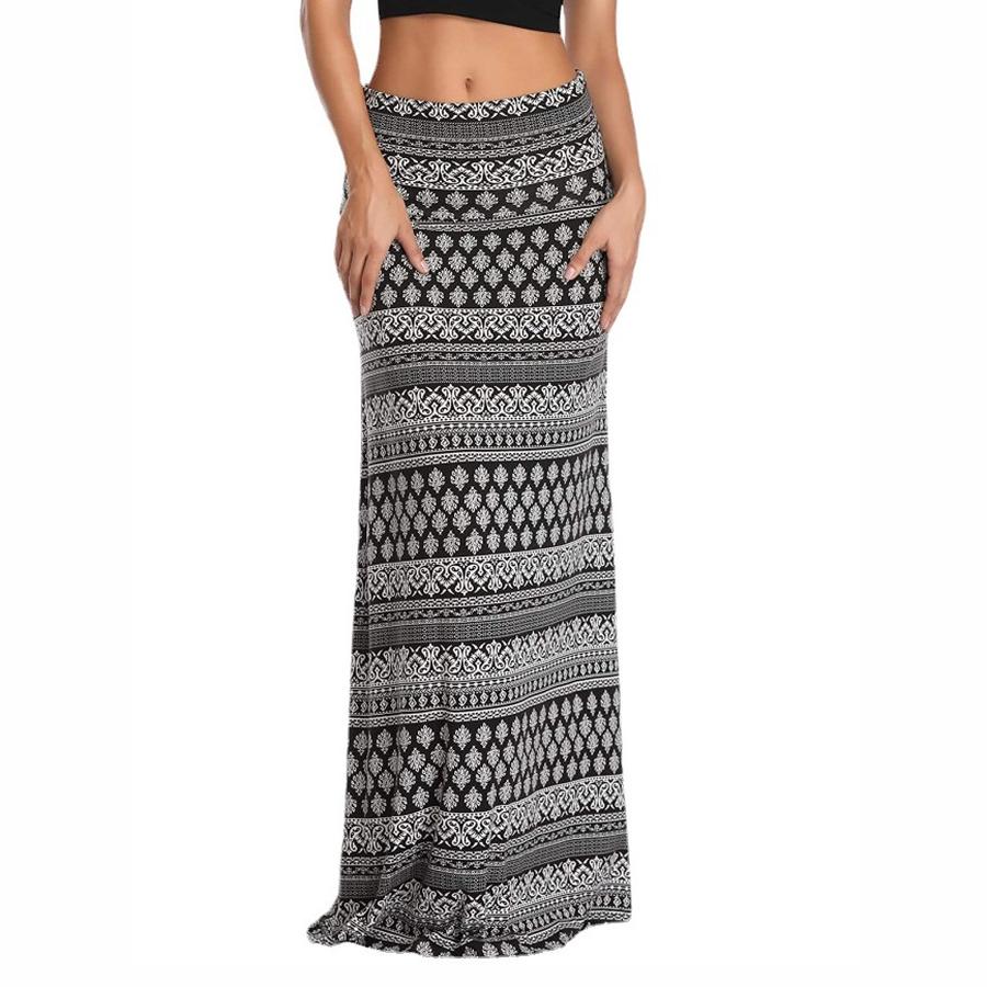 Summer Women's Leopard Print High Waist Long A-Line Maxi Skirt Bohemian Dress