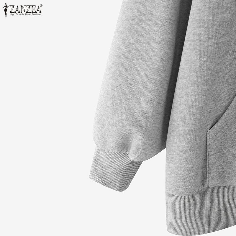ZANZEA Damen Kapuzenpullover Lässig Langarm Herbst Kapuzen-Sweatshirts