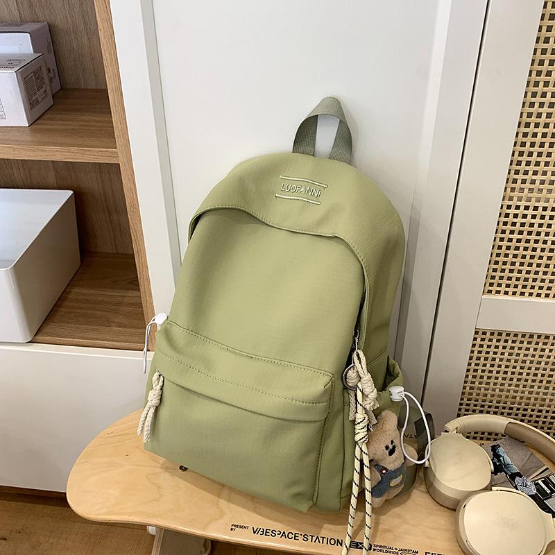 Schoolbag: Fashionable and Fresh Schoolbag, Large Capacity for Girls, High School, Junior High School, Simple Solid Color, Versatile Commuter Backpack