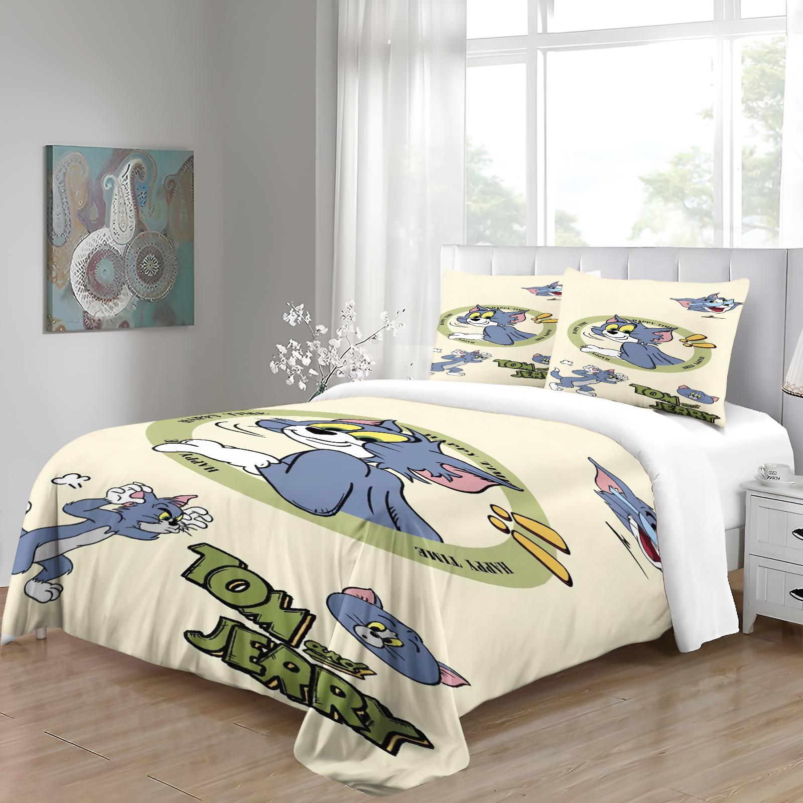 

Comforter Cute Cat Mouse Badroom Set Children Cartoon Anime Comforter King Size Bedding 3D Printed Quilt Comforter (quilt)-EU Single(135*200cm)3pcs