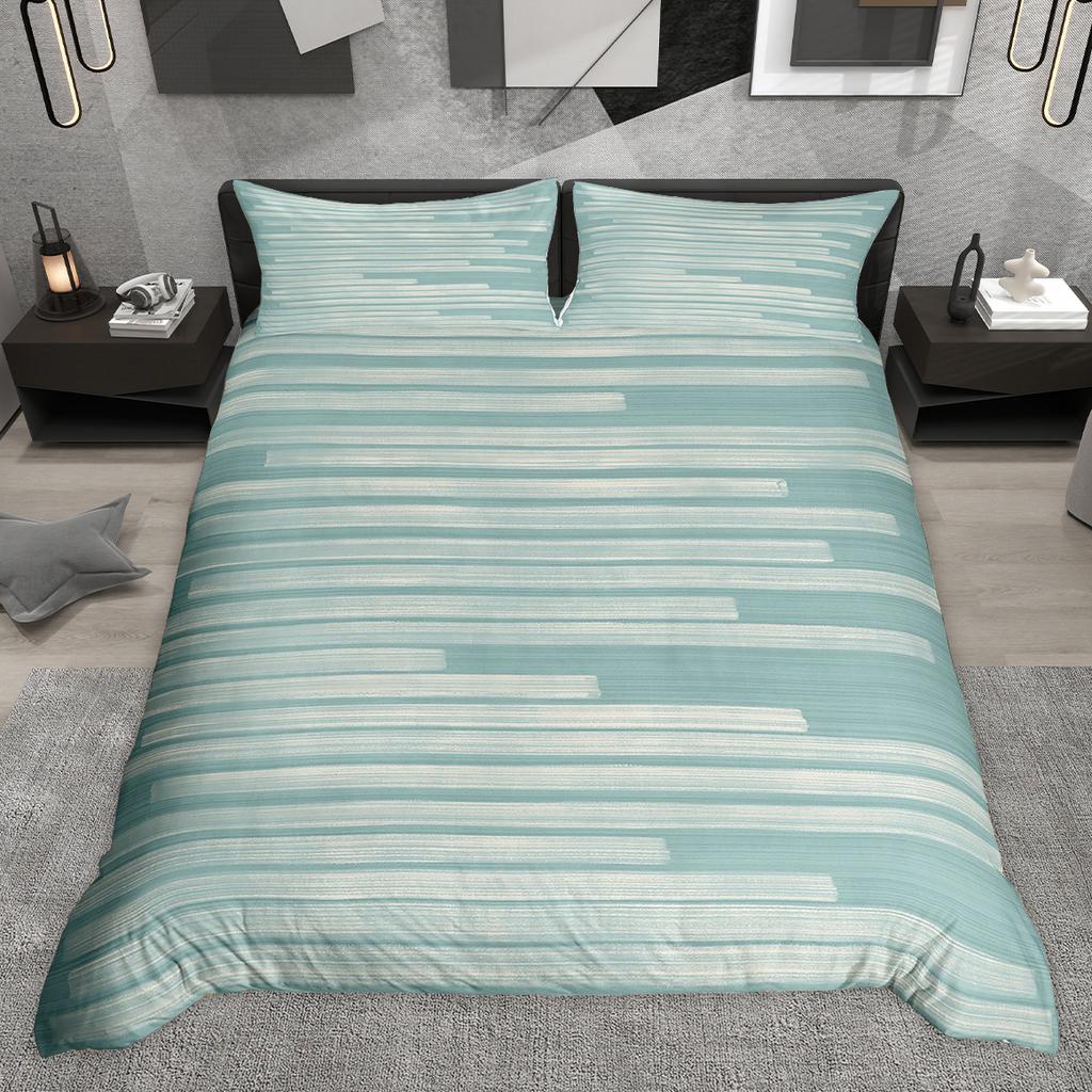 Homewish Zestaw poszewki na kołdrę w stylu vintage z geometrycznym paskiem, Zestaw pościeli z motywem grunge, Zestaw poszewki na kołdrę w stylu retro lodge cabin