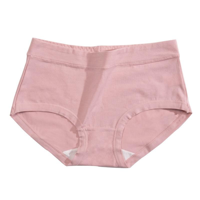 Women Mid Waist Cotton Briefs Antibacterial Butt Lifting Solid Color Plus Size