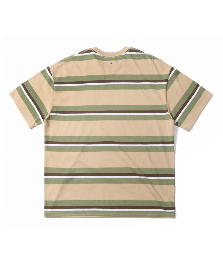 CAPITAL RADIO TUNES Stripe Pocket Short-Sleeve T-Shirt Beige