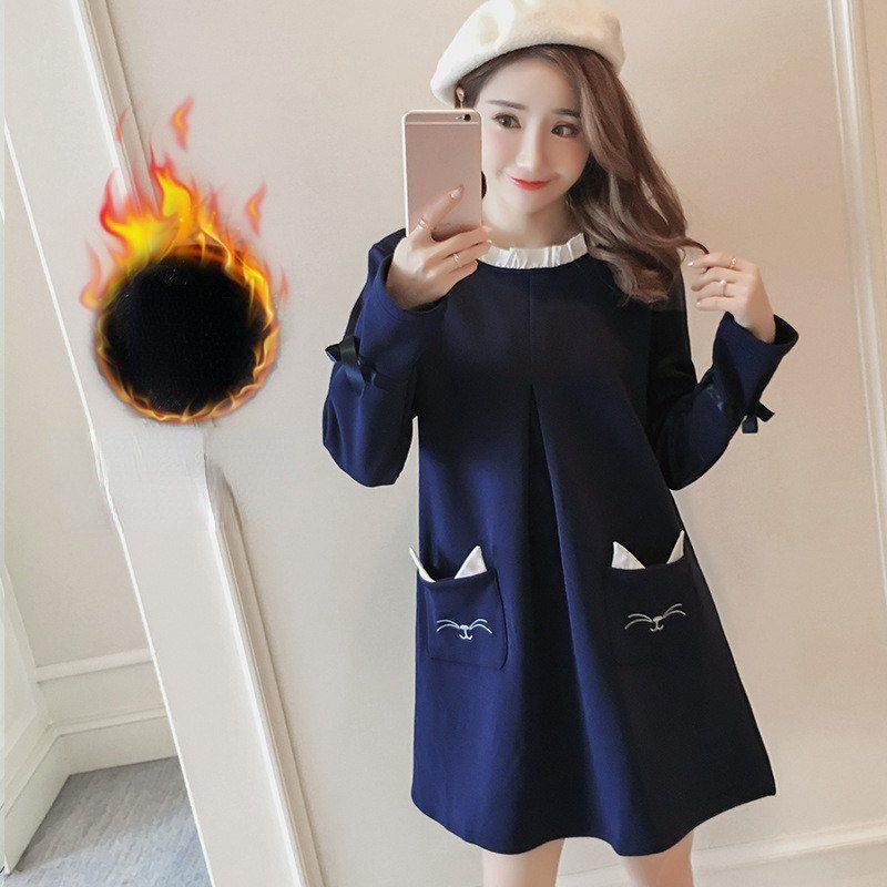 

Осенние и зимние юбки Платье с длинными рукавами Плюшевая и утолщенная юбка