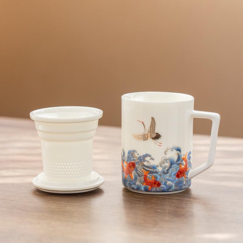 400 ml Keramisk Mugg Stor Kapacitet Kontorsmugg med Filter Tekopp