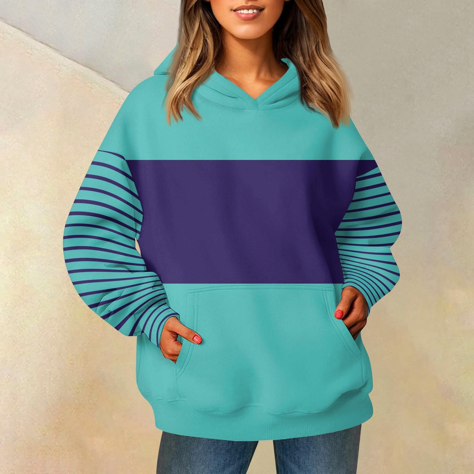 

Женская мода повседневные универсальные повседневные толстовки с длинным рукавом с цветными блоками S