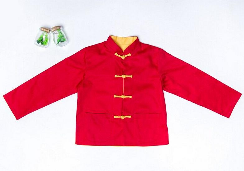 New Unisex Children's Double-Sided Cotton Tang Suit - Traditional Style New Year Outfit