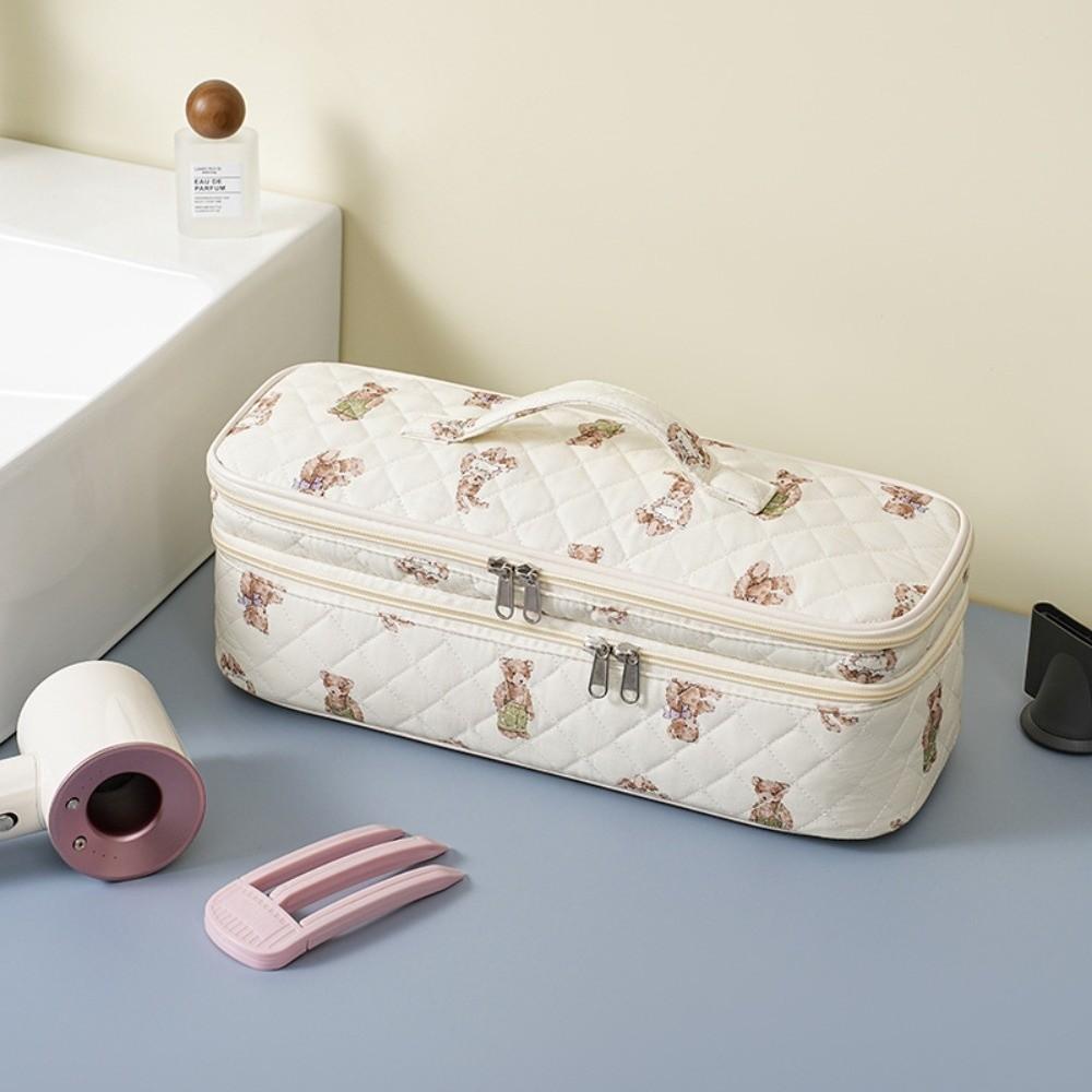 Lightweight Hair Tool Organizer Double-Layer Travel Storage Pouch Makeup Bag  Travel Home Supplies Cute little bear