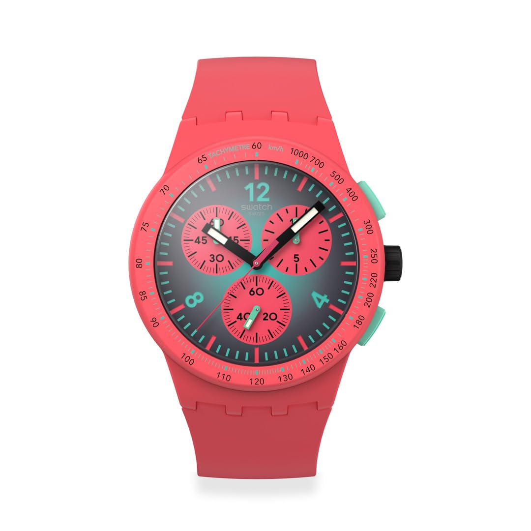 

Swatch NEW CHRONO PLASTIC PARADISO KINETIKO SUSP100 Зеленые наручные часы розовый