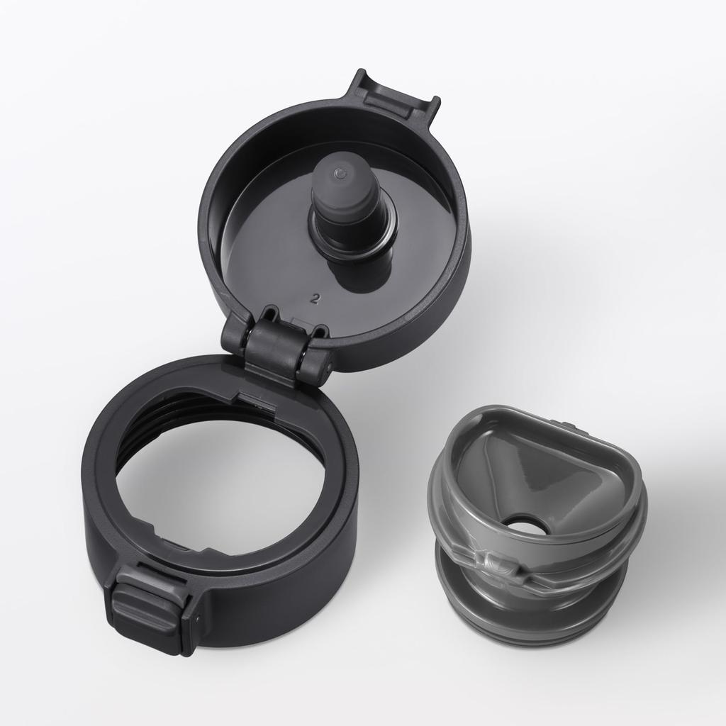 MUJI Vacuum Insulated Insulated 76049135 Bottle, One-Touch Type, 500mL, Black,