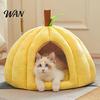 Katzen-Schlafhaus Plüschkürbis Haustier mit abnehmbarem Kissen Herbst Winter Warm Klein Mittel Hundebett Höhle Kätzchen Welpen Nest Versteck