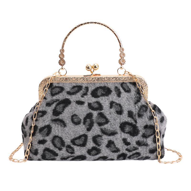 This year's popular shell bag winter new chain bag niche leopard print handbag women's shoulder messenger bag