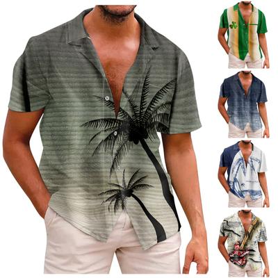 Short Sleeve Button Shirt Men'S Casual Short Sleeve Shirt Loose Shirt With Pocket