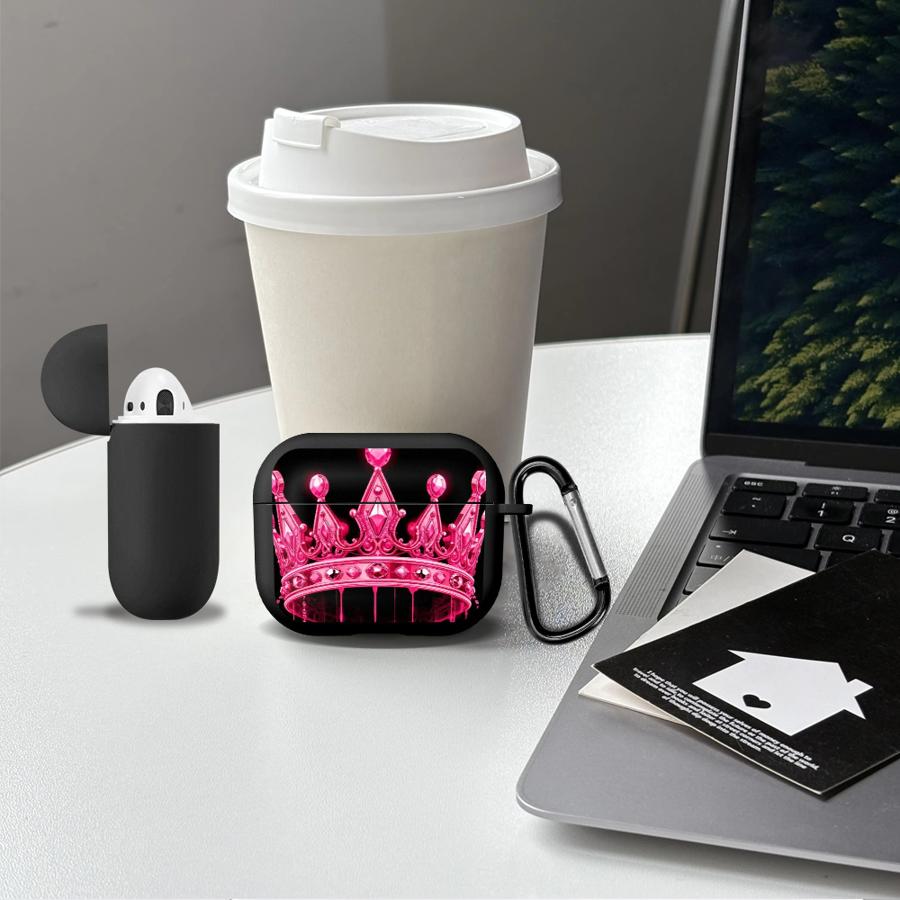 Pink Crown Case For Airpods 3 4 Pro 1 Pro2 2 Pro3 Earphone Cases Cover