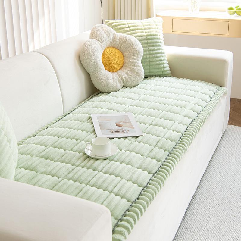Verdicken Quilten Warm Streifen Flanell Sofakissen Wohnzimmer Sofa Handtuch Mehrzweck Sofaüberwurf Husse