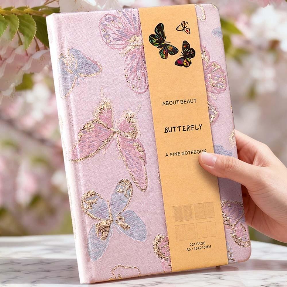Leather Embroidered Flower Notebook Pattern Schedule Notepad School Supplies