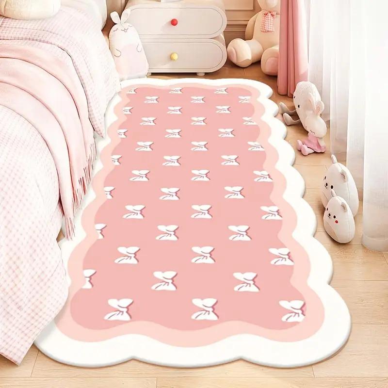 VIKAMA Pink Heart Carpet, Girl's Room Decoration, Soft Bedroom Bedside Rug, Living Room Mat, Home Decoration