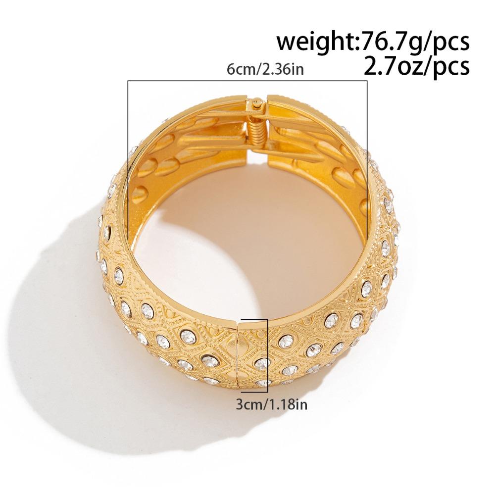 Wide Exaggerated Bangle Metal Rhinestone Inlay Bangle Metal Geometric Bracelets  Women Girls