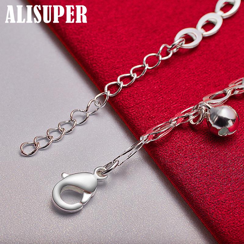 925 Sterling Silber Bead Ball Bell Chain Armband Schmuck