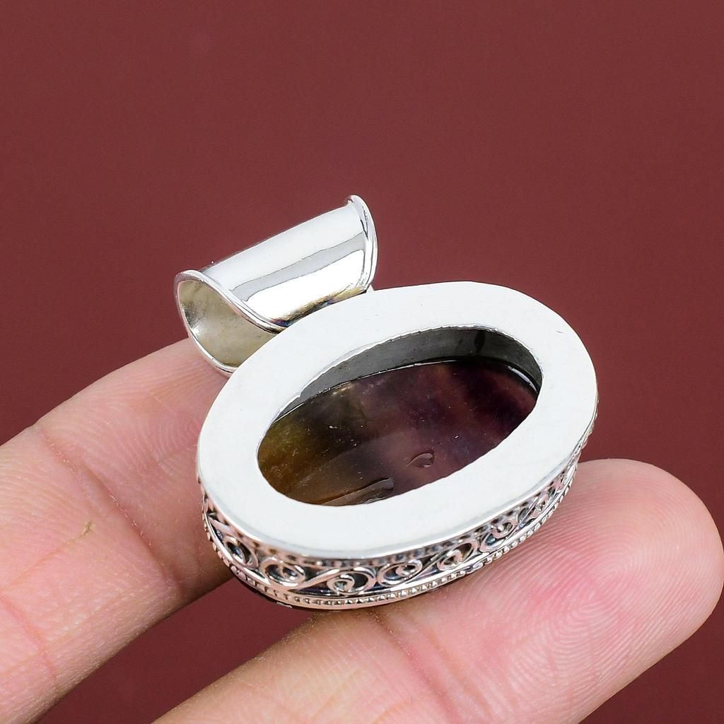Multi Fluorite Pendant Genuine Gemstone Pendant 925 Sterling Silver Pendant Brand New Jewelry Handmade Pendant Gifts For Mom Vintage Jewelry