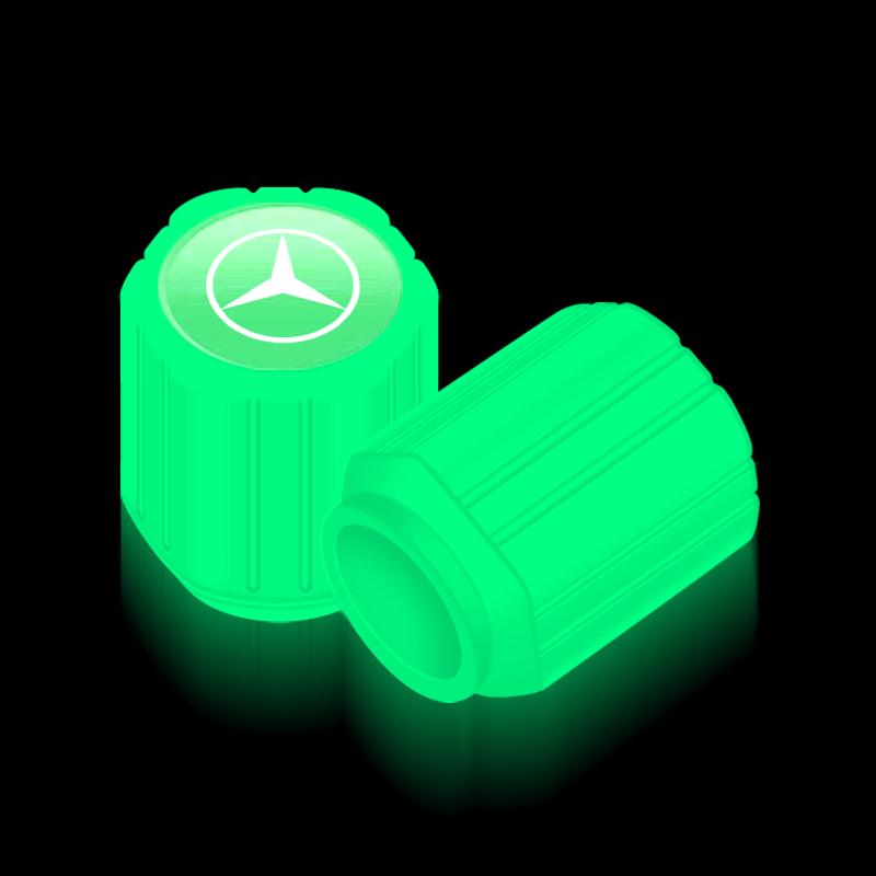 4Pcs Luminous Car Tire Valve Caps Badge Emblem Accessories For Mercedes Benz AMG GLE GLS GLC CLA GLB ML C500 C200 C300 W204 W206 W205 W212 W203