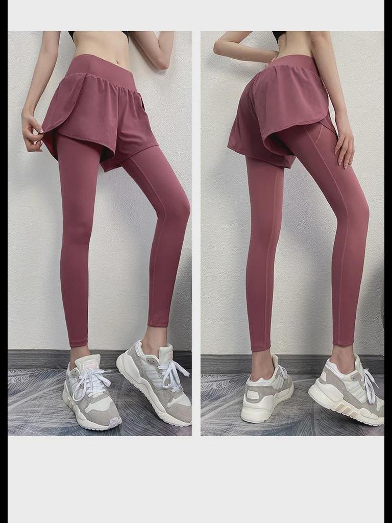 High Waist Women's Yoga Pants - Hip Lift, Elastic Fitness Running Leggings, Fake Two-Piece Sportswear