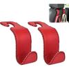 Amooca Car Seat Headrest Hook Universal Vehicle Storage Hanger Leather With Metal Car Seat Back Organizer For Handbag Purse Coat Beige 4 Pack