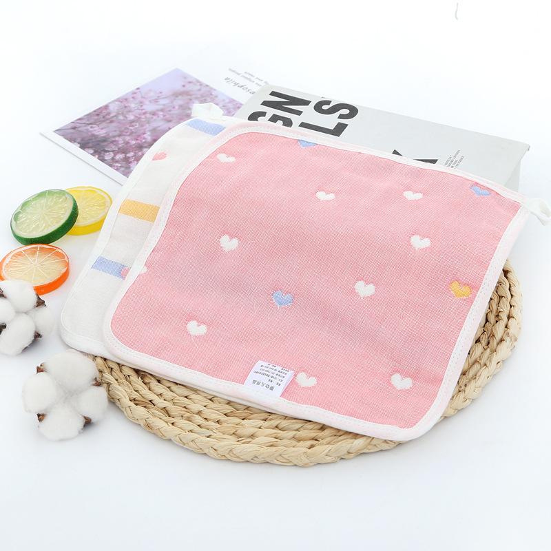 6 Layer Pure Cotton Gauze Baby Burp Cloth Cartoon Jacquard Square Towel For Infant Kids Face And Hand Washing