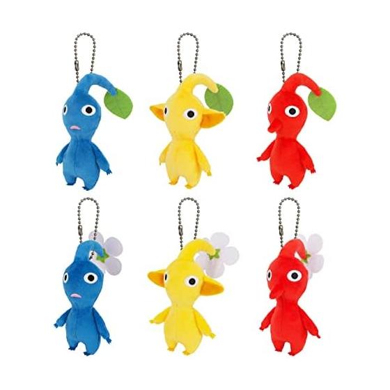 Sanei Boeki Pikmin Pluche Mascotte Assortiment Doos met Bal Kettingen (Blauwe Pikmin, Gele Pikmin, Rode Pikmin, Bloem, Blad)