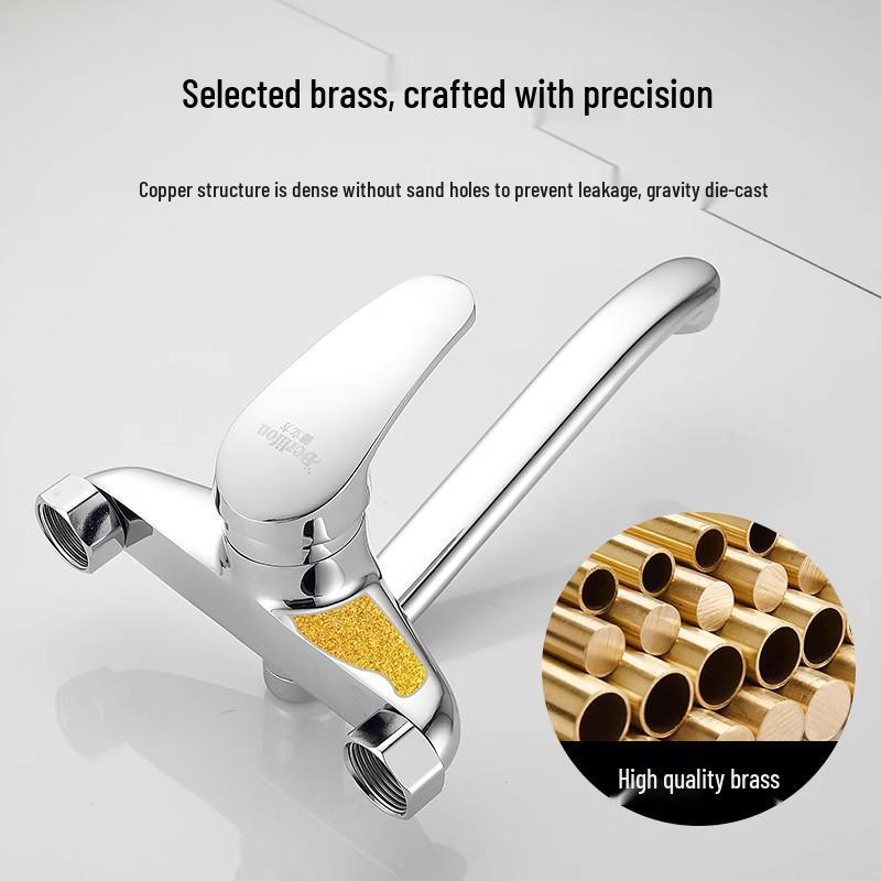 Kupfer Küchen- & Waschbecken Dreharmatur: Wandmontiert, Heiß- & Kaltmischer, Verlängerte Ausladung für Spüle/Waschbecken.