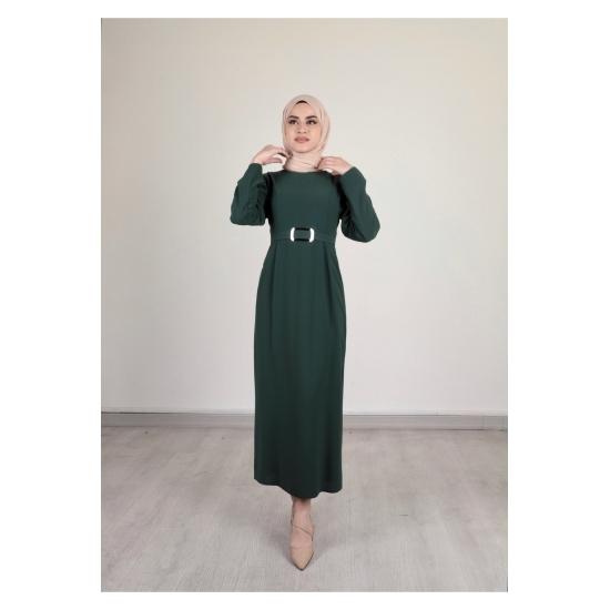 Plisowana spódnica ołówkowa z odkrytymi ramionami i hidżabem